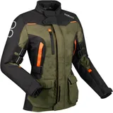BERING Zephyr wasserdichte Damen Motorrad Textiljacke wasserdicht - Schwarz/Dunkelgrün/Orange / T4