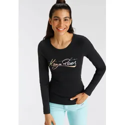Langarmshirt, langärmelig, sehr figurbetont, aus 100% Baumwolle, Gr. 48/50 (XL), schwarz, , 91300448-48