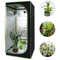 Clanmacy Gewächshaus Growzelt Growbox 80x80x180cm Indoor Pflanzenzelt Zuchtzelt, mit Sichtfenster, Regulierbare Belüftungsöffnungen, UV-Schutz, Langlebig