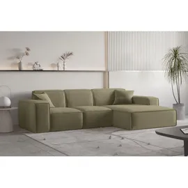 Fun Möbel Eckcouch Stoff 2-Sitzer Olivgrün