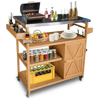 Coemo Servierwagen Grillstation James M Kücheninsel Holz, auf Rollen 118 x 47 x 92 cm