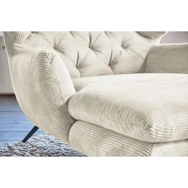 KAWOLA Relaxsessel CHARME Cord 80 x 70 x 100 cm cremeweiß mit Kissen
