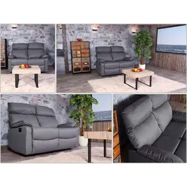 MCW 2er Kinosessel MCW-L93, Relaxsessel Fernsehsessel Sofa, Armlehne Liegefunktion Nosagfederung Stoff/Textil ~ dunkelgrau