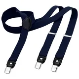 DonDon Hosenträger DonDon® Herren Hosenträger schmal 2,5 cm 3 Clips in Y-Form elastisch (1-St) Y-Form, verstellbar mit Clipverschluß, elastisch, schmal 2.5 cm blau