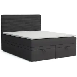 dein schlaf 24 BOXBETT DARO 160/200 in Velour/Cord Anthrazit - Dunkelgrau