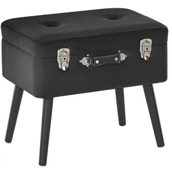 Hocker mit Stauraum Samtstoff schwarz Koffer-Design MALLARD