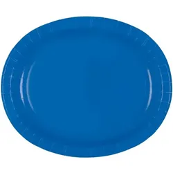 8 ovale Teller blau