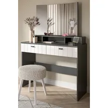 inn.furn Schminktisch in Weiß Hochglanz und Grau 100 cm Hakon