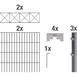 GAH Alberts Doppelstabmattenzaun 200 x 160 cm Anthrazit
