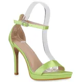 VAN HILL Damen High Heels Stiletto Satinoptik Elegant Schuhe 212661 Hellgrün 38 - 38 EU