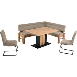 K+W Komfort & Wohnen Eckbankgruppe Floyd, (Set, 5-tlg), Stauraum-Eckbank, wahlweise rechts oder links langer Schenkel 203cm beige 163 cm x 90 cm x 203 cm