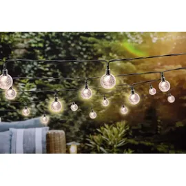 Grundig Solar Power Light String 9 M - 50 Lichter Lichterkette mit Solarpanel - Warmweißes Licht - 8 Modi - Schwarz