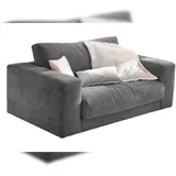 KAWOLA Doppelsessel MADELINE Cord 170 x 86 x 127 cm Grau mit Kissen und Rollen