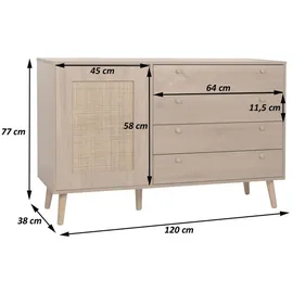 MCW Sideboard M43 120 x 77 x 38 cm Beige / Braun