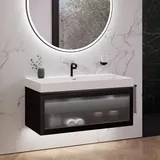 neoro n80 albus Unterschrank B: 120 cm mit 1 Auszug, mit profilierter Glasfront, Waschtisch cube B: 120.5 BN0140WM+BN0434PG