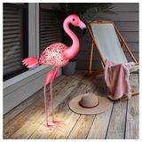 GLOBO Solarlampen für Außen Figur Garten Skulptur Außenleuchte Solar Gartenlampen Flamingo Form, mit Erdspieß pink, 1x LED, H 74 cm