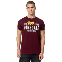 Lonsdale Blagh Kurzarm-t-shirt - Oxblood / Yellow / White
