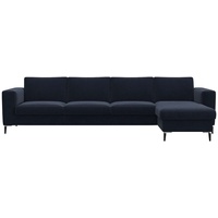 FLEXLUX Ecksofa »Fiore, super Sitzkomfort durch Kaltschaum im Sitz, L-Form«, breite Armlehnen, Füße Alu+schwarz blau