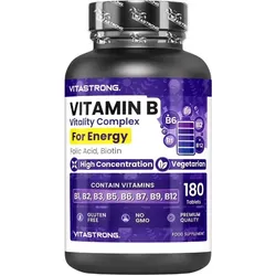Vitastrong Vitamin-B-Komplex – 180 Tabletten, Hohe Wirksamkeit Tabletten St
