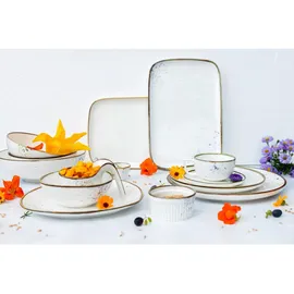 Mäser Schüssel oval 22 x 19 cm, Weiss mit braunem Rand 2er Set, Pintar, Brauner Rand, 594015