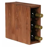 Proregal Modulares Weinregal VINCELLAR MOD HxBxT 30x12x30cm | Schmal Modul für 3 Flaschen Massives Kiefernholz Braun geölt | Flaschenregal