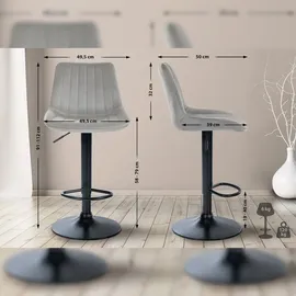 CLP 2er Set Barhocker Toni Samt I Höhenverstellbarer Barstuhl Mit Metallgestell I Thekenhocker Mit Integrierter Fußstütze