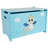 Fun House Leon Le Dragon Spielzeugkiste für Kinder, Höhe 40 x 58 x 36 cm, Holz, blau, Pour Enfant