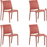 Stapelbarer Stuhl aus Kunstharz, hergestellt in Italien, Design für drinnen und draußen, SOFIA Red, 4-tlg