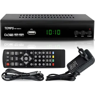 hd-line Tempo 4000 A DVBT2 Receiver Full HD 1080P 4K für TV (HEVC/H.265 HDMI SCART, USB 2.0, DVBT-2, DVB-T2, DVB T2, DVBT 2), Reciver, Resiver, Empfänger, Schwarz, tmp4000