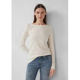 s.Oliver Gestreiftes Langarmshirt aus Flammgarn mit U-Boot-Ausschnitt - 40