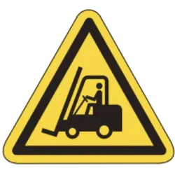 Warnschild als Symbol Warnung vor Flurförderfahrzeugen nach ISO 7010
