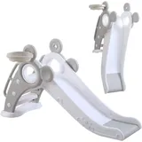 YOLEO Rutsche Kinder Fun-Slide mit Basketballkorb Faltbar Kinderrutsche grau