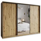 masseno Schwebetürenschrank TAVI 250 x 205 x 60 cm Eiche Artisan/Schwarz