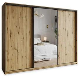 masseno Schwebetürenschrank TAVI 250 x 205 x 60 cm Eiche Artisan/Schwarz
