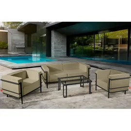 konsimo® TRIGLO Garten-Lounge-Set 4-tlg. dunkelgrau/beige