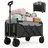 ibettertec Bollerwagen Mini Bollerwagen Faltbar Klein 100KG, Handwagen Klappbar (Einzelverpackungsprodukt), Campingwagen mit Höhenverstellbarem Griff, Leicht/Platzsparend/Stabil schwarz