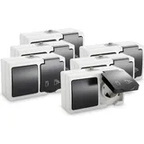 greate Schuko-Steckdose 6x Aufputz Grau