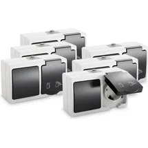 greate Schuko-Steckdose 6x Aufputz Grau