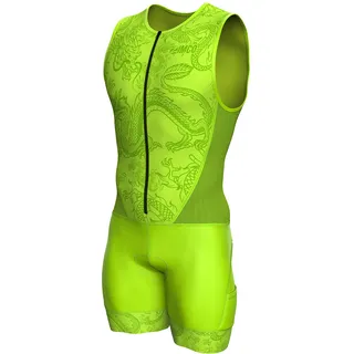 Zimco Cycle wear Elite Triathlon-Anzug für Herren, gepolstert, Triathlon-Trianzug, Rennanzug, Schwimmen, Fahrrad, Laufen (Drache, Größe L)