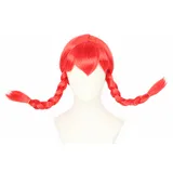 Topcosplay Perücke für Erwachsene Damen - Lange Rote geflochtene Zöpfe Cosplay Halloween Karneval Perücke