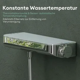 mai & mai Thermostat Badewannenarmatur mit Handbrause Wannenarmatur Wannenthermostat 4 Strahlarten Wandarmatur für Badewanne Silber Duschsystem8