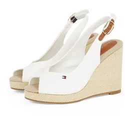 Tommy Hilfiger High-Heel-Sandalette »FLAG HIGH WEDGE ESPAD SLINGBACK«, Sommerschuh, Partyschuh, Keilsandalette, dezente Flaggen-Stickerei TOMMY HILFIGER ecru-braun 36