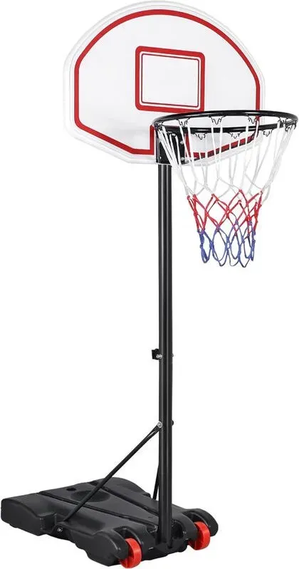 Yaheetech 1,9-2,5 m höhenverstellbares Basketballkorb-System, tragbares Basketballtor für draußen, Jugend, mit Rollen und Wasser-/Sand-Gewichtsbase, rot