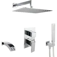 PaulGurkes Regendusche für Badewannen 30cm 3 Wege Duschset eckig