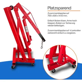BITUXX Motorheber Stahl 2000 kg Rot