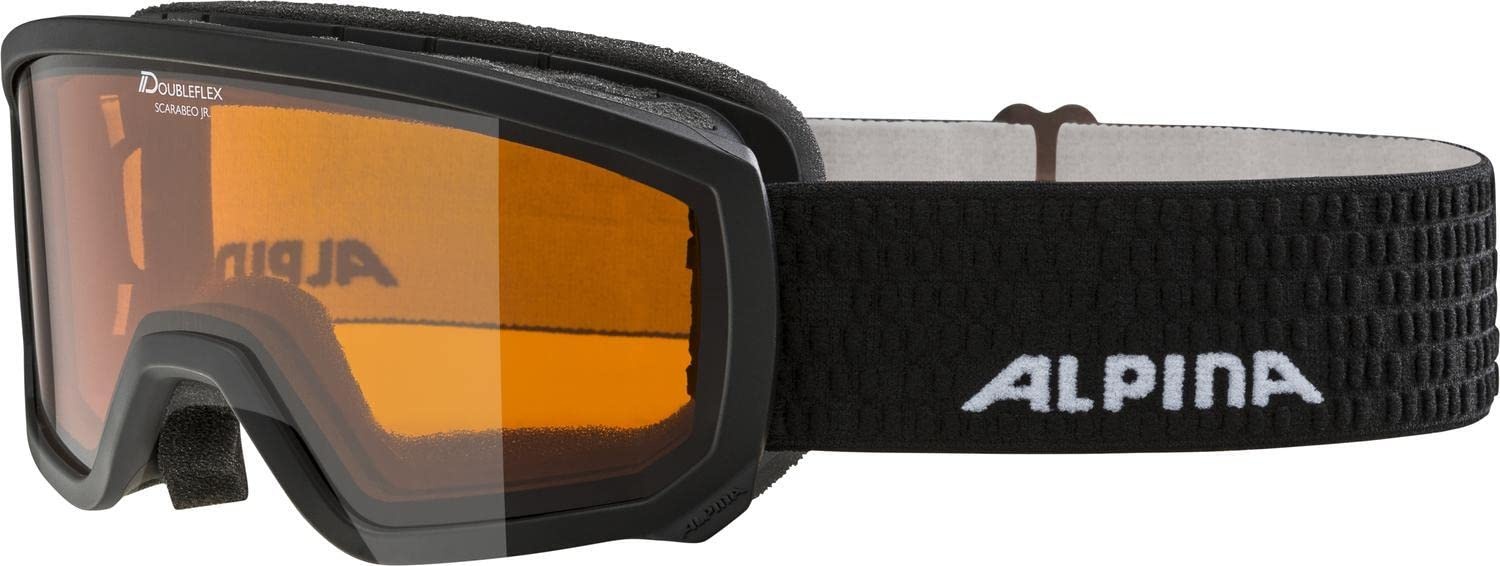 ALPINA SCARABEO JR. - Beschlagfreie, Extrem Robuste & Bruchsichere OTG Skibrille Mit 100% UV-Schutz Für Kinder, black, One Size