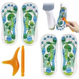 KUIRUNRX® Reflexzonen Socke Set, Fußreflexzonen Socken, Acupressure Socks, 2 Paar Fußreflexzonen Socken mit Massagestab, Reflexology Socks Zur Linderung von Müdigkeit (Unisex, Größen 37-46)