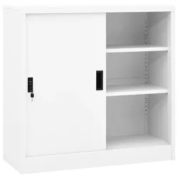 Büroschrank mit Schiebetür Weiß 90x40x90 cm Stahl