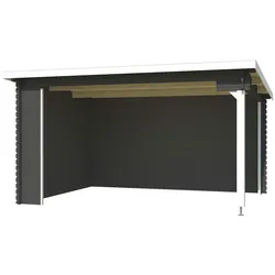 Gartenhaus LASITA MAJA "Unterstand Columbus", grau (carbongrau), ohne Dacheindeckung, Holz, Gartenhäuser, Unterstand / Lounge 34mm, Fundamentmass 4250x3000, Carbongrau