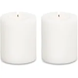 Edzard 2er-Set Teelichthalter Dauerkerze Cornelius (Höhe 9 cm, Ø 8 cm), weiß, hitzebeständig bis 90°, gefertig aus hochwertigen PE-HD Kunststoff